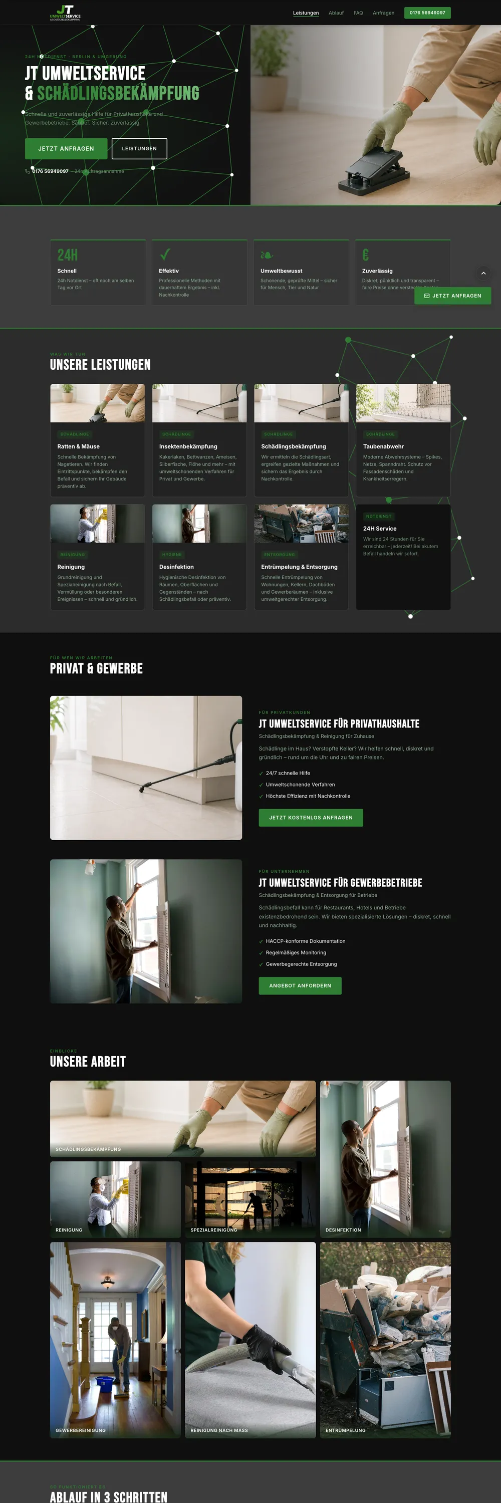 JT Umweltservice – Web & Branding von Create2Flow Hamburg